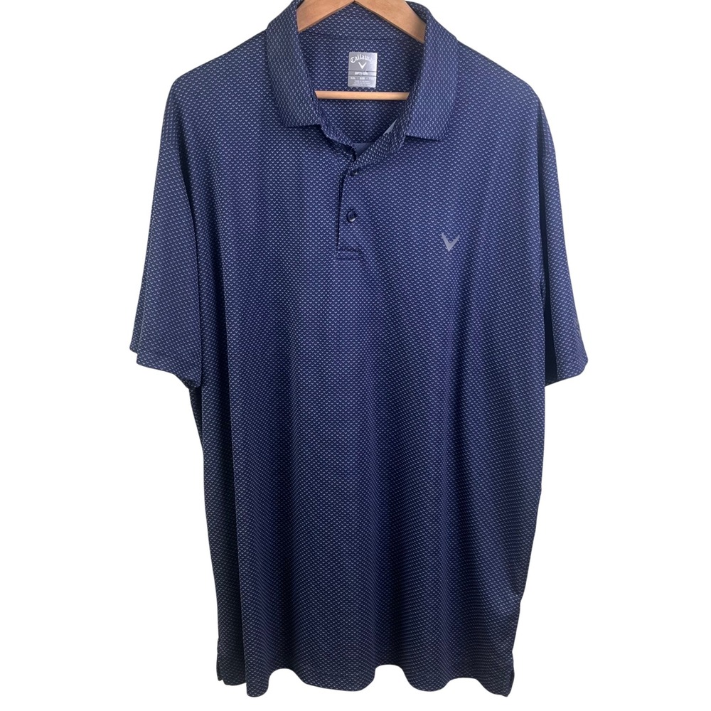 Callaway Blue Geometric Short Sleeve Performance Opti Drive Golf Shirt XXL